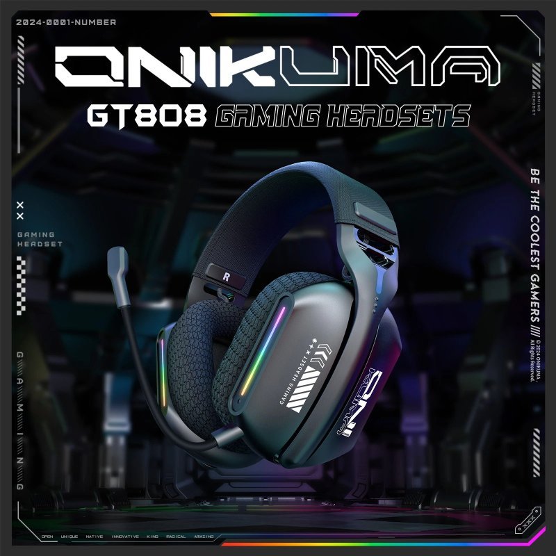Headset Gamer Sem Fio Onikuma Gt808 Rgb