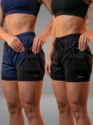 Kit 2 Short Duplo Compressão Fitness Bermuda Treino Feminino