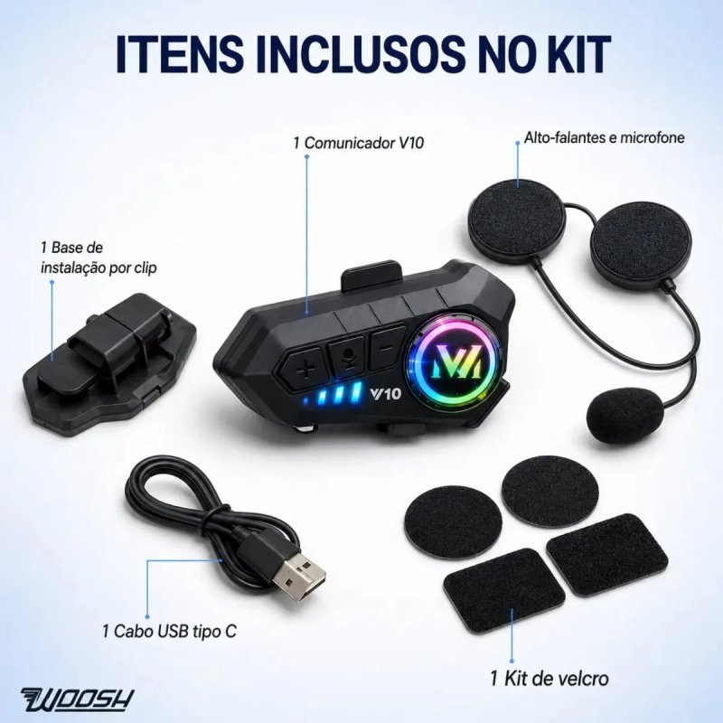 Fone de Ouvido Bluetooth para Capacete