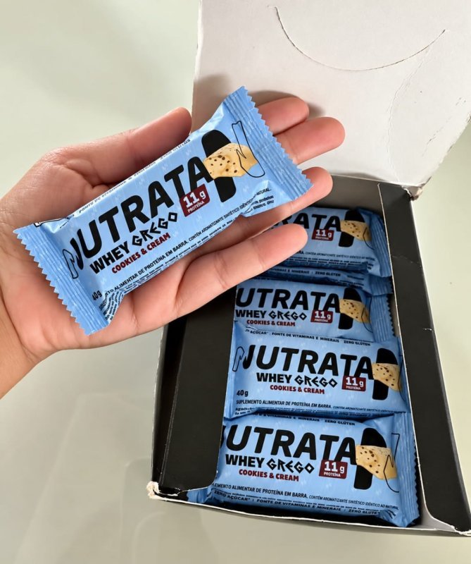 Barra Whey Grego 40g Display com 12 unidades Cookies and Cream Nutrata