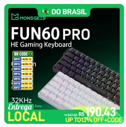 Teclado Magnético Akko Monsgeek Fun60 Pro Black Wired