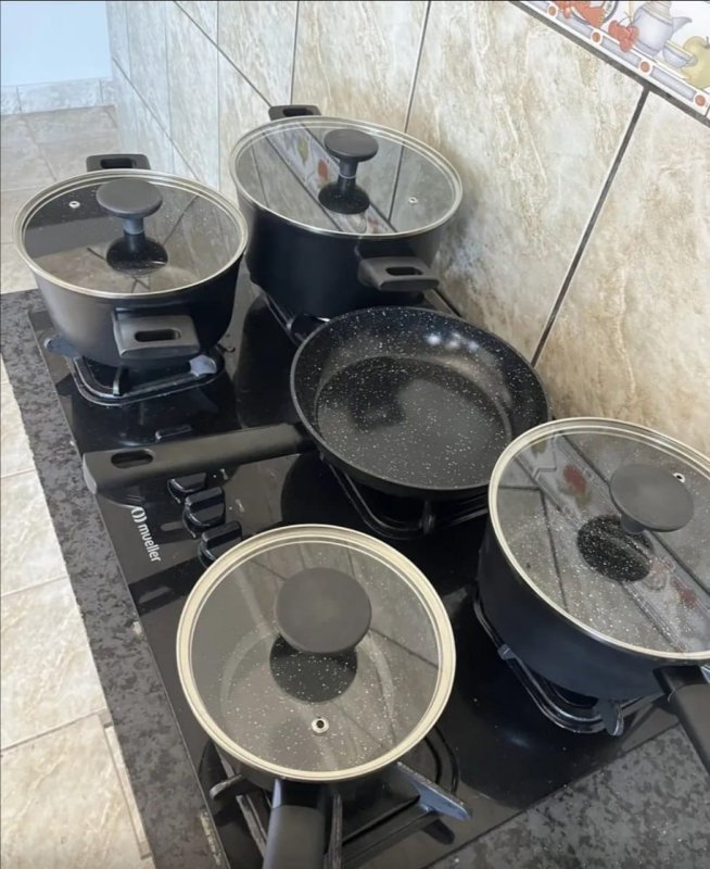 Jogo 5 Panelas Antiaderente Ultra Ceramic Mou Preta - Oikos