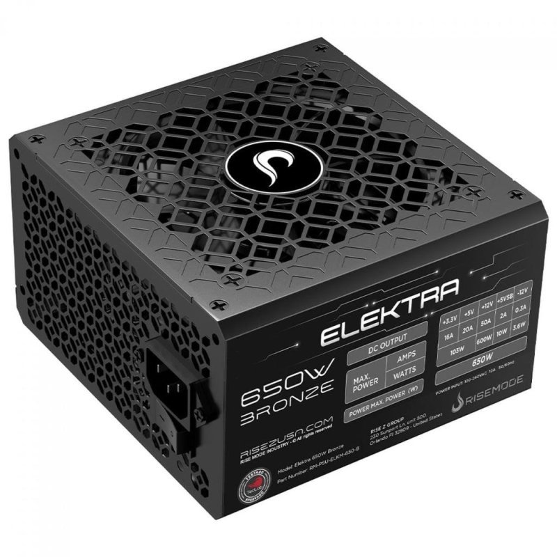 Fonte Rise Mode Elektra, 650W, Full Modular, 80 Plus Bronze, Pfc Ativo, Preto, Rm-Psu-Elkm-650-B