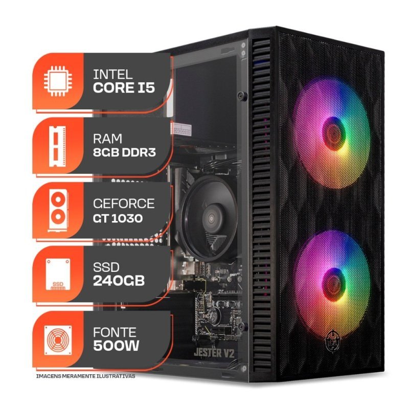 PC Gamer Forge, Intel Core i5, GT 1030 2GB, 8GB DE RAM, SSD 240GB, Fonte 500W