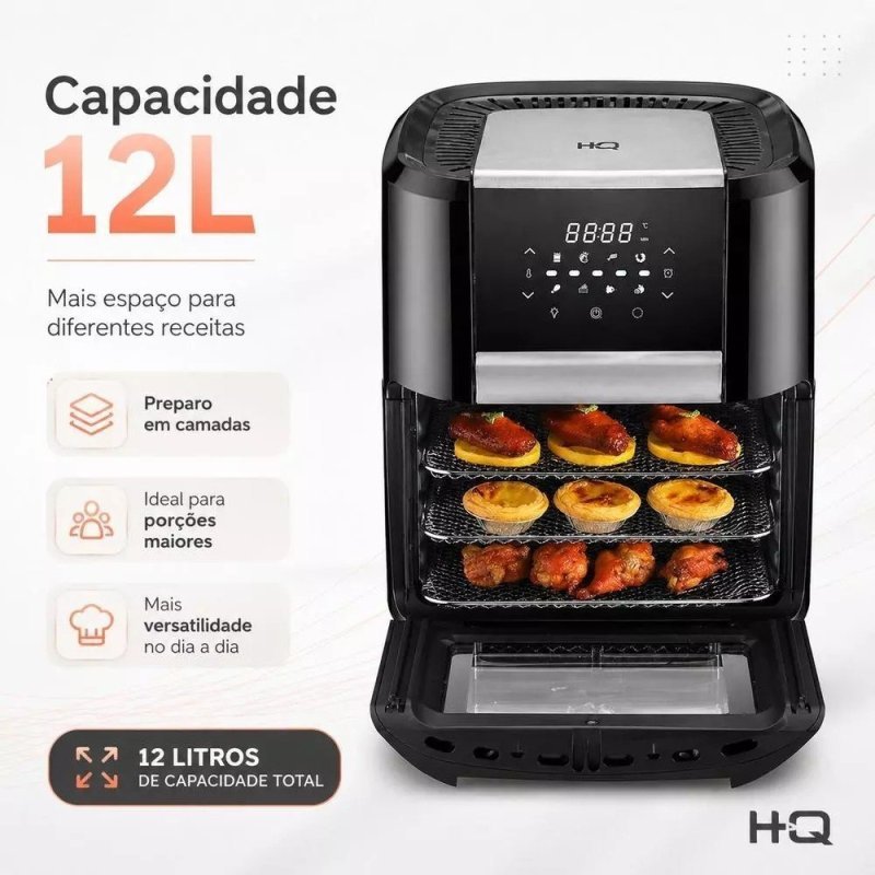Fritadeira Elétrica Air Fryer Oven Hq 12 Litros 1700W Preto Ra 015 127V