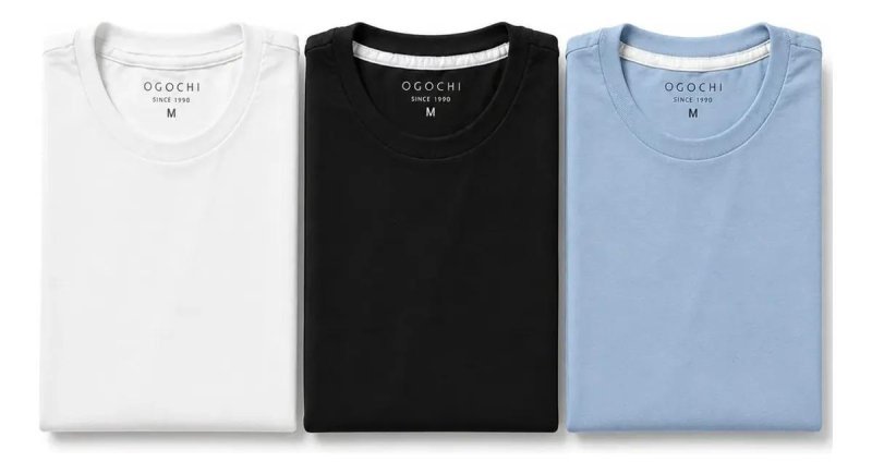 Kit 3 Camiseta Básica Ogochi Masculina Slim Original Algodão + Frete Grátis