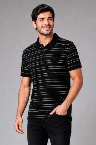 Polo Piquet Masculina Listrada Polo Wear Preto M