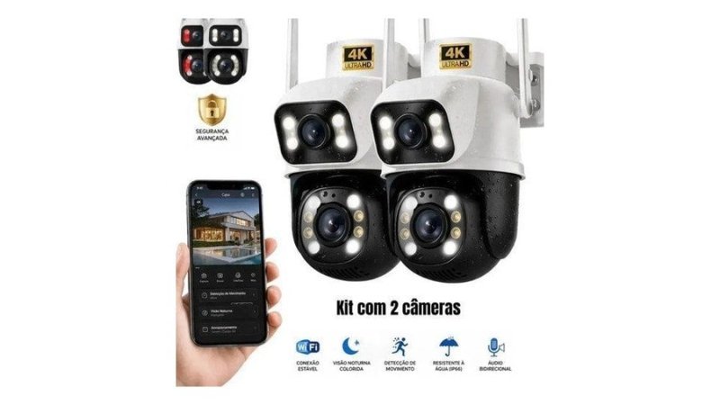 Kit 2 Câmeras de Segurança Woosh A28b Full Hd Dupla Lente Wi-Fi com Visão Noturna Colorida