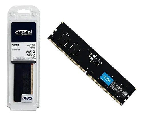 Memória Ram Para Pc Ddr5 16GB 5600mhz Cl46 Crucial Basics Ct16g56c46u5 Desktop Udimm Preto