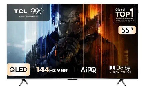 Smart TV TCL 55 Polegadas QLED 4K P8K WiFi Bluetooth Google TV 144Hz HDR10+ Dolby Atmos Vision 55P8K