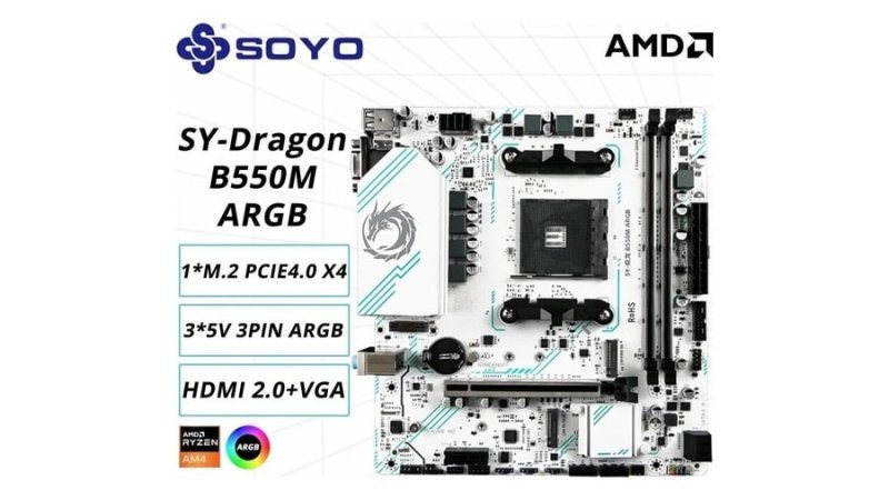 Soyo b550m placa-mãe micro-atx am4 ddr4 sata3 m.2
