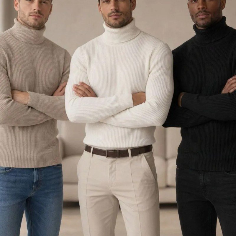 Kit 3 Blusa Cacharrel Gola Alta Masculina Inverno Estiloso