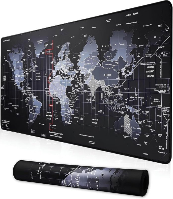 Mouse Pad Gamer 80x30 Extra Grande Mapa Mundi Antiderrapante