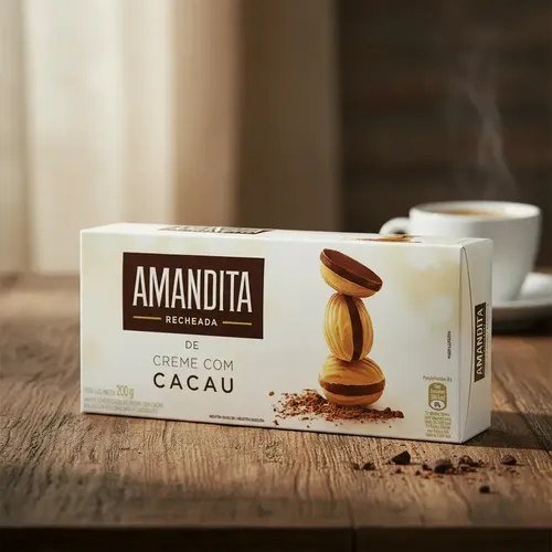 Wafer Recheado Amandita Sabor Chocolate 200g + Frete Grátis