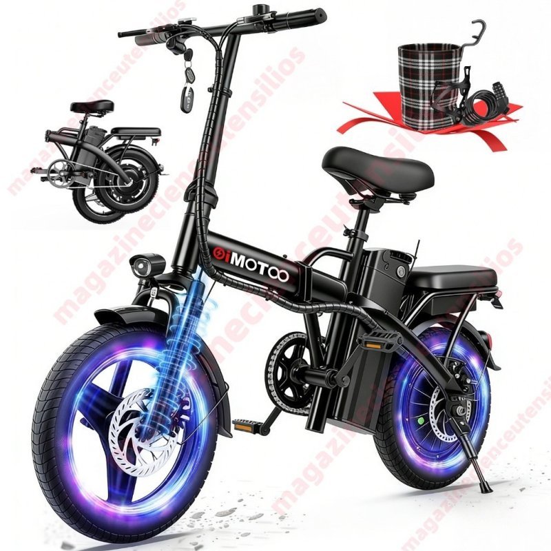 Oimotoo S6 Bicicleta Elétrica Adulto Dobrável, 450w-35km-40km/h-120kg, 14 Aro, Bike Eletrica