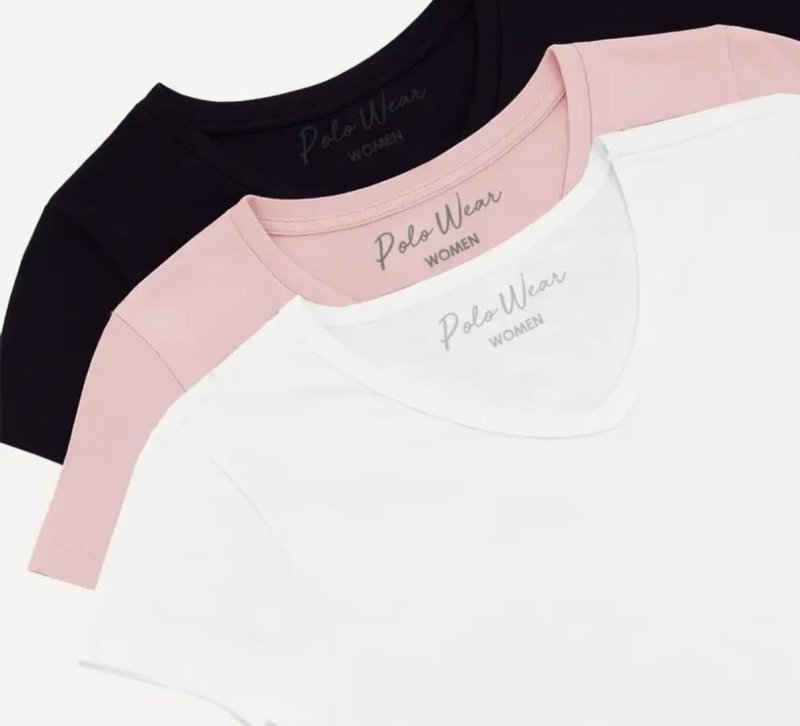 Kit 3 Camisetas Femininas Polo Wear Sortido