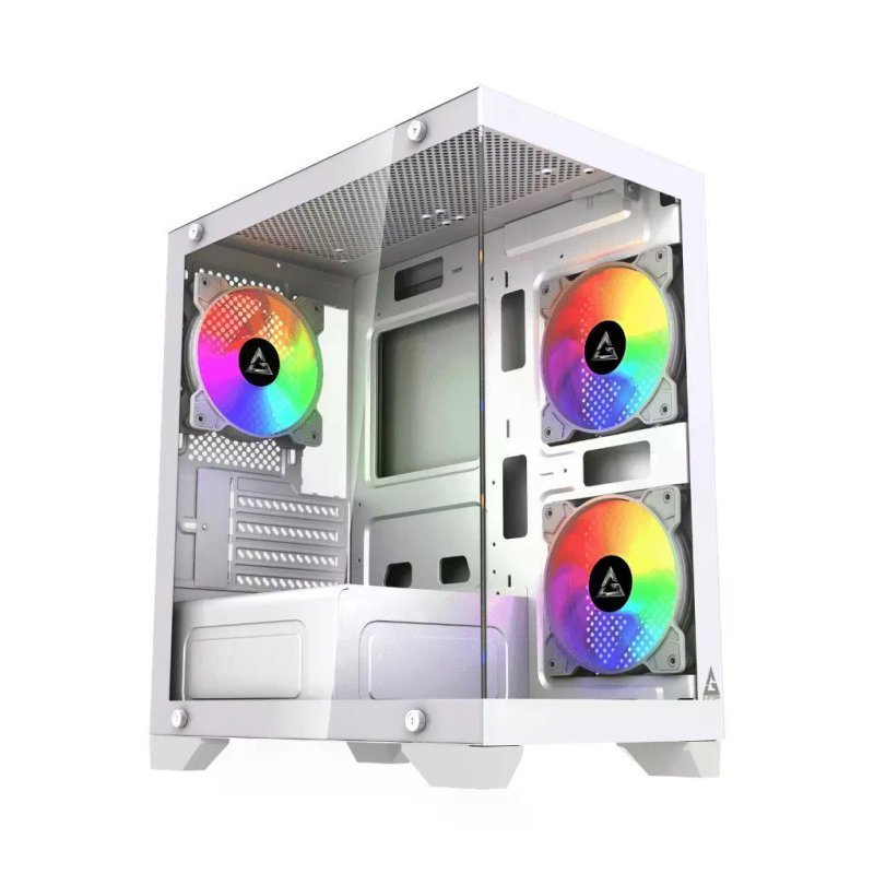 Gabinete Gamer G-Storm Raider, Mid Tower, Branco, Sem Fonte, Com 3 Fans , GS-RAI-WH-3F