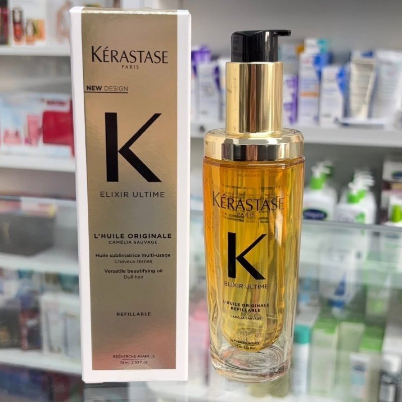 Kérastase Elixir Ultime L'Huile Originale, Óleo Capilar Nutrição Profunda, Brilho Proteção Térmica, Antifrizz e Maciez para Todos os Tipos de Cabelo, 75ml