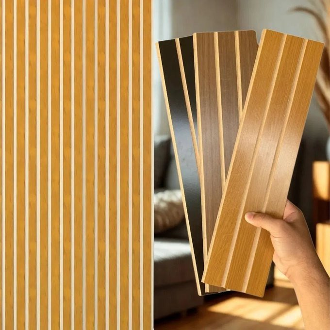 20 Placas Adesivas Painel Madeira Ripada Montável Mdf 45x11 + Frete Grátis