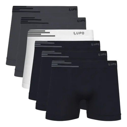 Kit 6 Cuecas Lupo Boxer Poliamida Sem Costura Box Masculina