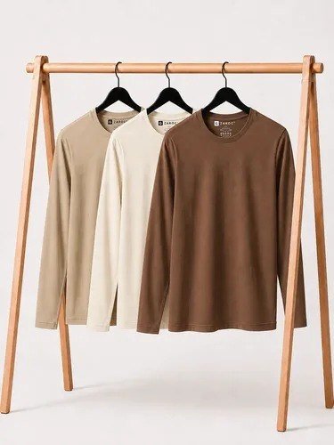 Kit 3 Camiseta Manga Longa Masculina Slim Algodão 30.1 Zaroc
