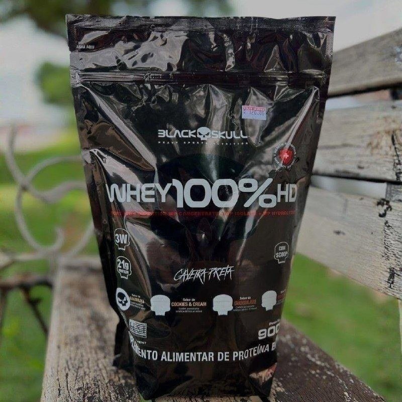 Whey 100% Hd Refil Black Skull - 900g (wpc, Wpi E Wph) Sabor Baunilha