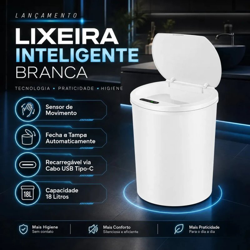 Lixeira Inteligente Com Sensor Anti Odor 16L