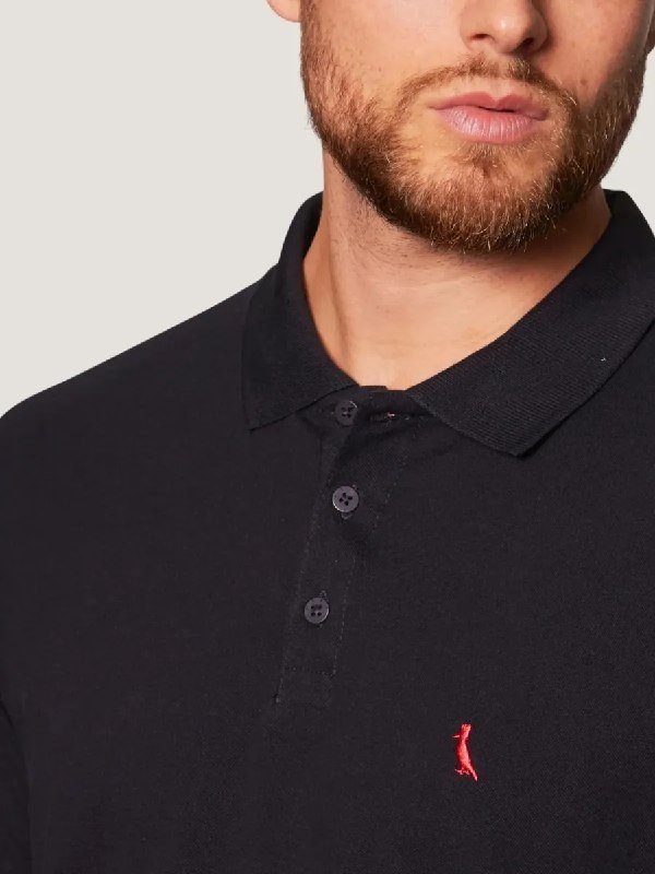 Polo Masculina Reserva Regular New Basic Preto/vermelho