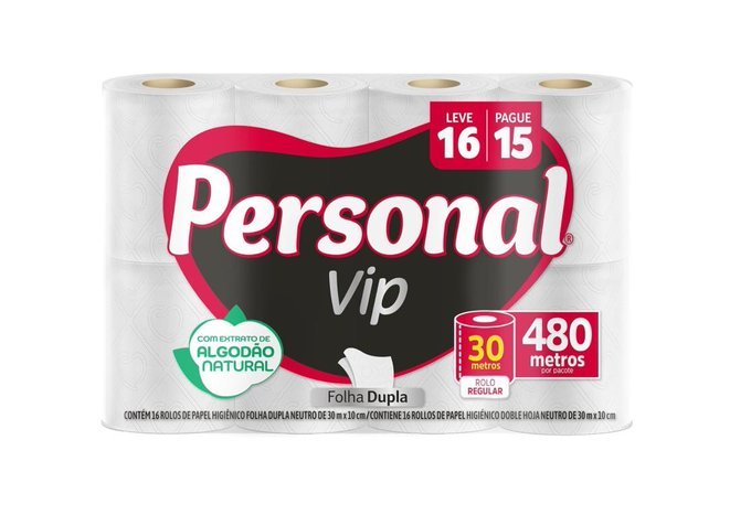 16 un. Papel Higiênico Personal Vip Folha Dupla + Frete Grátis