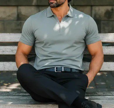 Camisa Gola Polo Zíper Masculina Poliamida Premium Elastano Verde Old Money