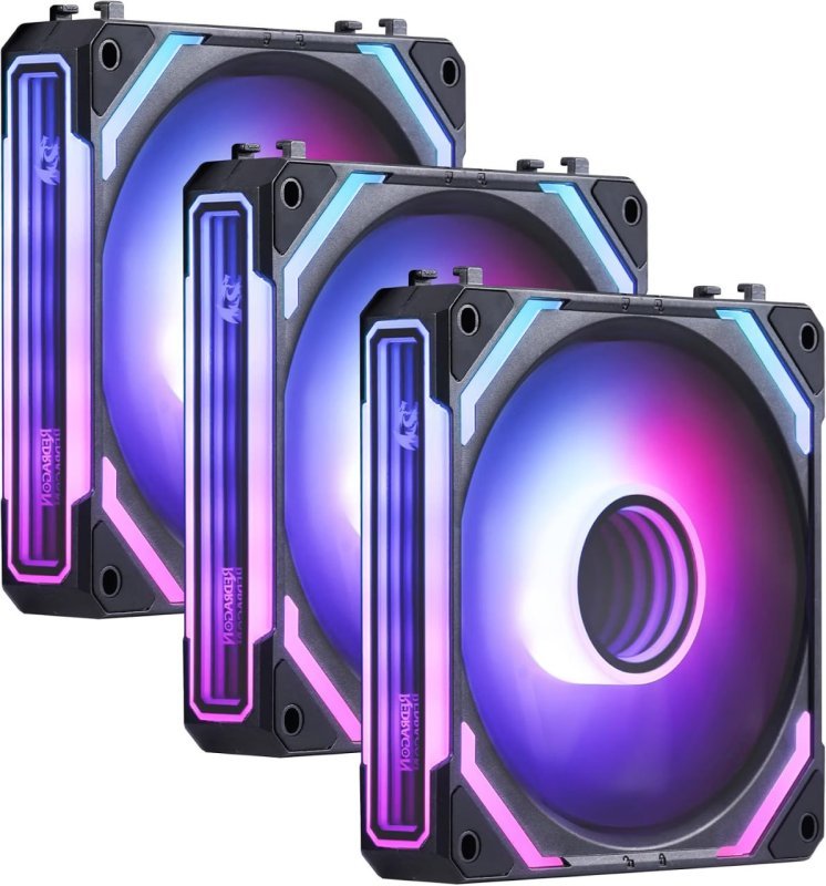 Kit com 3 Fans Redragon ARGB Infinity Mirror Pretas Interligáveis 120 mm