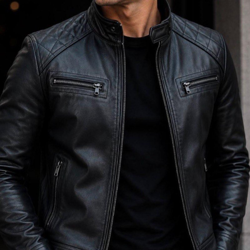 Jaqueta De Couro Masculina Slim Forrada Sem Capuz (P ao G3)