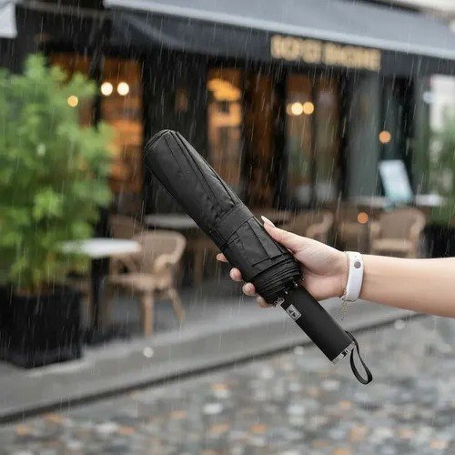 Guarda Chuva Abre E Fecha Automático Reforçado Contra Vento Preto Liso