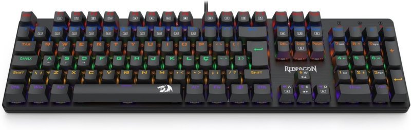 TECLADO MECÂNICO GAMER REDRAGON VALHEIM ILUMINAÇÃO RAINBOW PRETO SWITCH BROWN