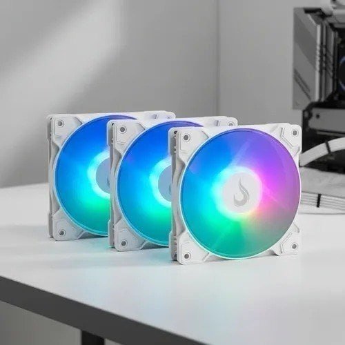 Kit C/3 Ventoinhas Rise Mode X 120mm ARGB Branco - RM-XLD-02-ARGB