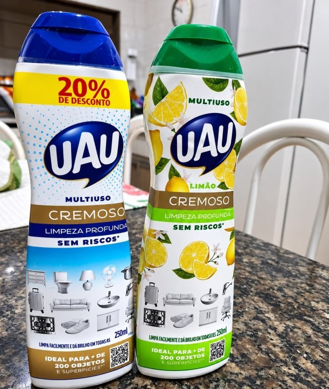 KIT UAU Saponáceo Cremoso Limão + Saponáceo Cremoso Tradicional 250ml
