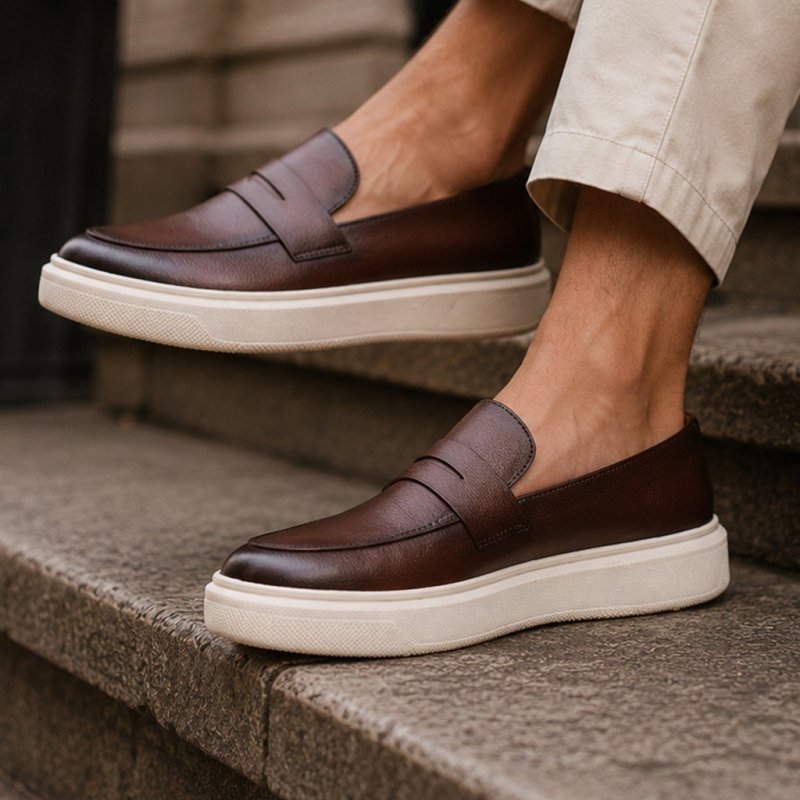 Sapato Loafer Masculino Mocassim Couro Casual Comfort Luxo