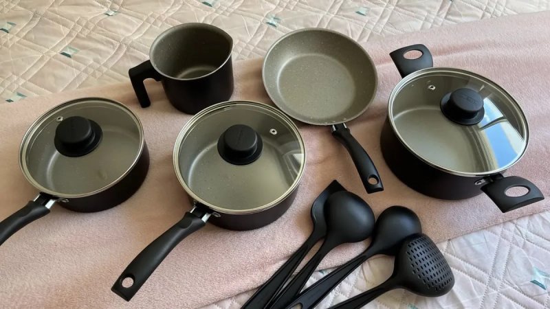 Jogo De Panelas Tramontina 9 Peças Turim Antiaderente Preto