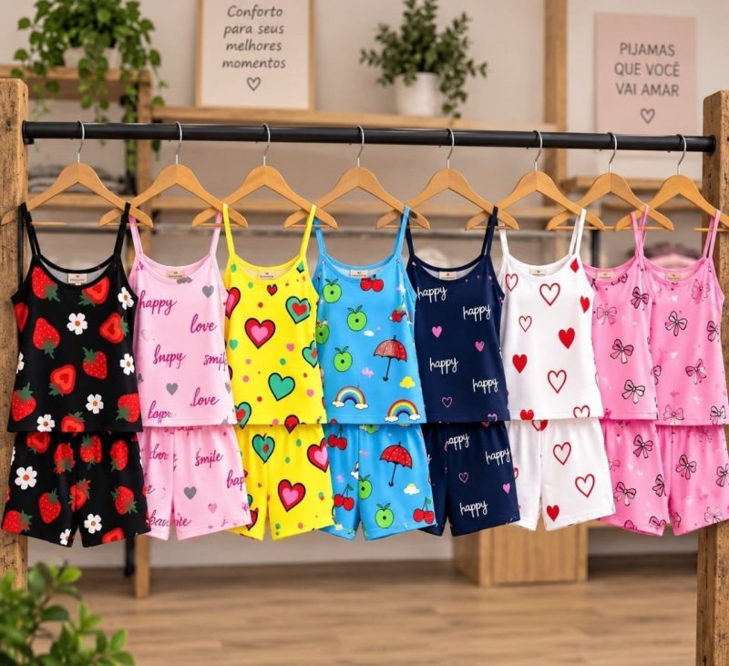 Kit 7 Pijamas Femininos Baby Doll Microfibra Dormir