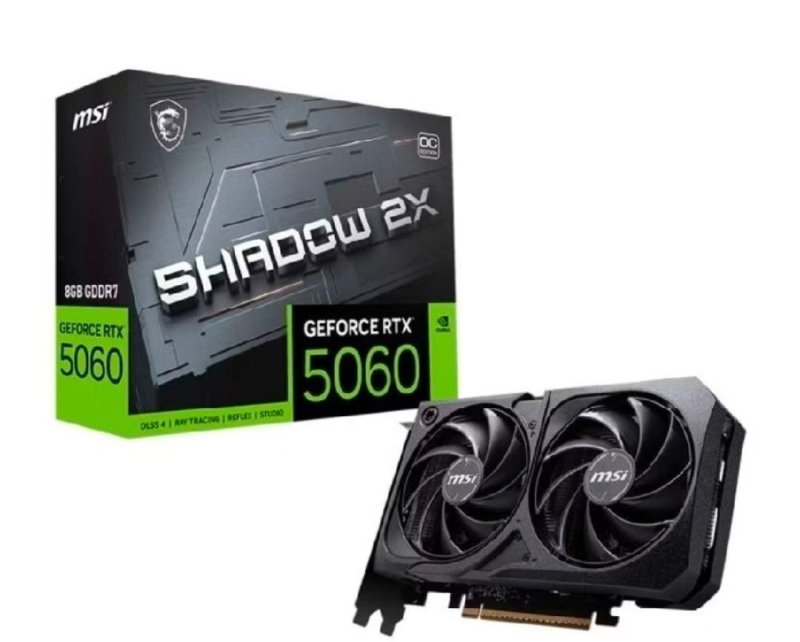 Placa de Vídeo NVIDIA GeForce MSI RTX5060 8GB GDDR7 128BITS SHADOW 2X OC - 912-V537-037