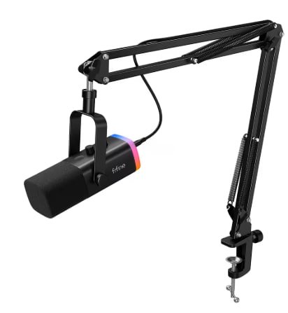 FIFINE Dynamic XLR Microphone Kit with Boom Arm for Mixer