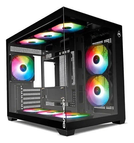 Gabinete Gamer Mancer Cv450, Mini Tower, 9 Fans, Vidro Preto