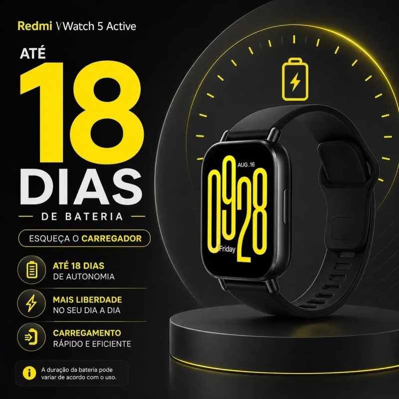 Relógio Smartwatch Redmi watch 5 Active Prata Xiaomi Original