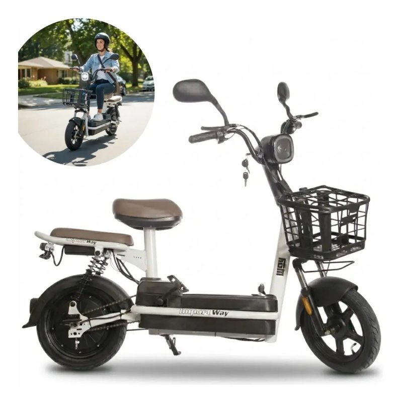 Bike Elétrica Scooter 48V 350W Bateria Removível Branca Top