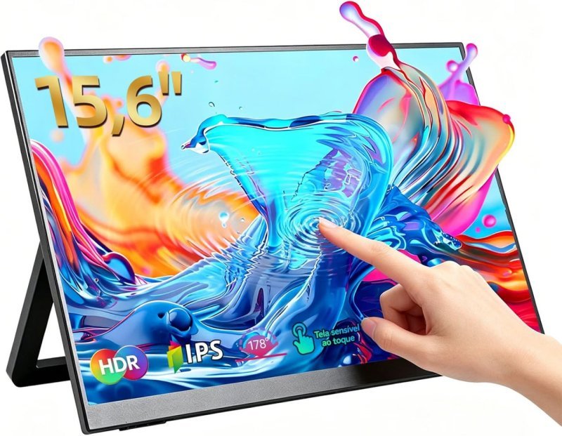 Monitor portátil de 15,6 polegadas, Conectividade USB-C HDMI Full HD 1080P