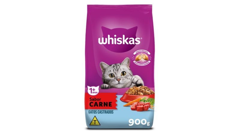 Ração Whiskas Para Gatos Adultos Castrados Sabor Carne 900g