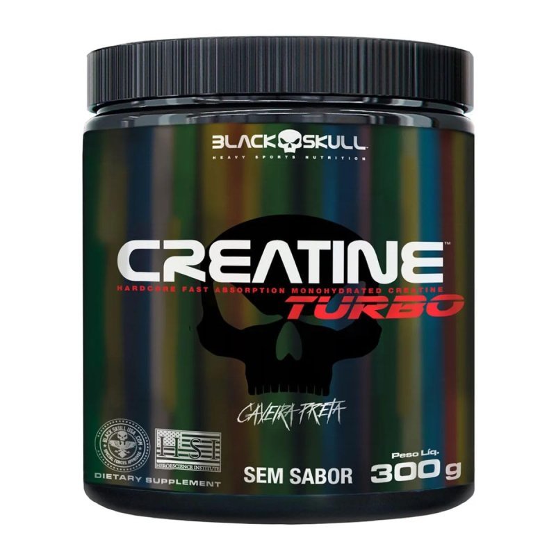 Creatine Turbo – sem sabor - Pote 300g - Black Skull