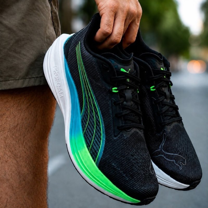 Tenis Puma Darter Pro Masculino Preto Azul E Verde Liso