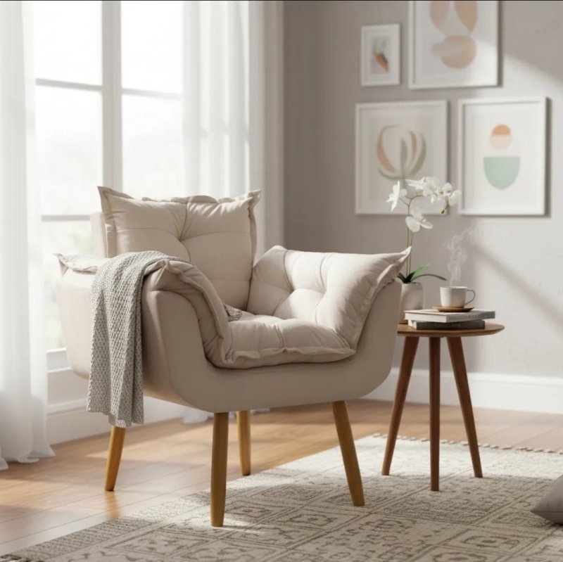 Poltrona Decorativa Cadeira Reforçada Alice Suede