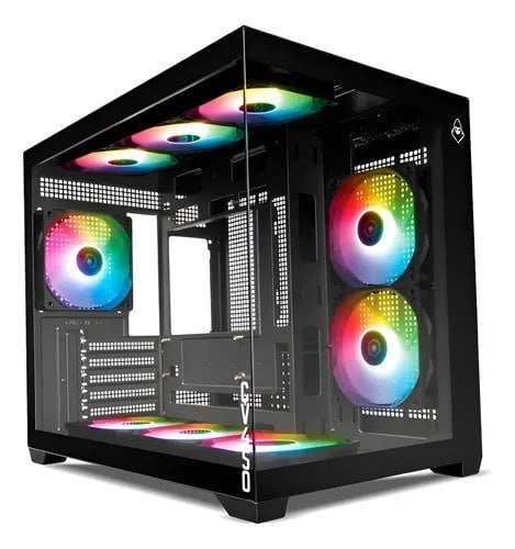 Gabinete Gamer Mancer Cv450, Mini Tower, 9 Fans, Vidro Preto
